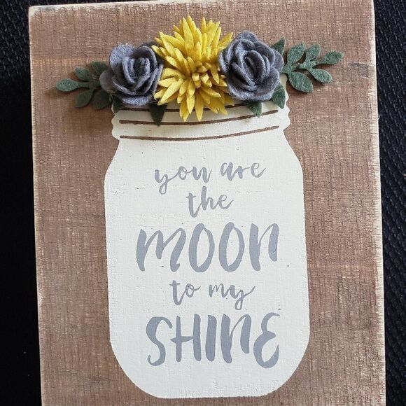 New Primitive Wood Box Sign ~"You Are The Moon To My Shine" - Picture 1 of 3